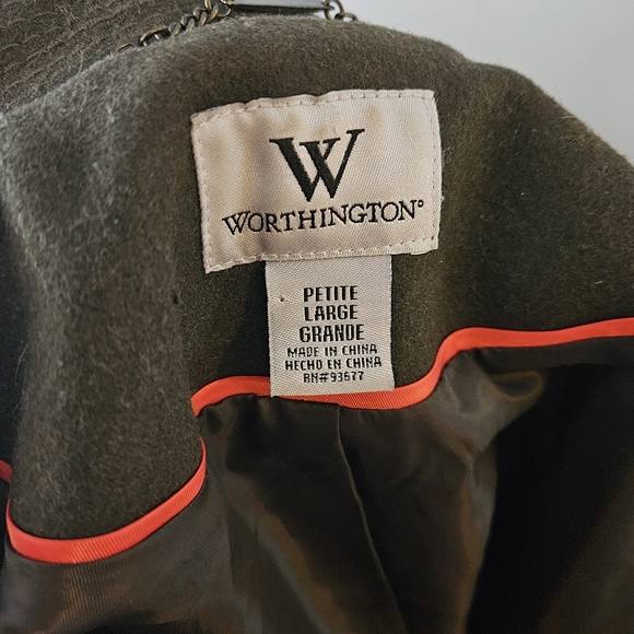 Worthington women's petite Large vintage wool 90s Y2K military vibe pea coat - Picture 8 of 11